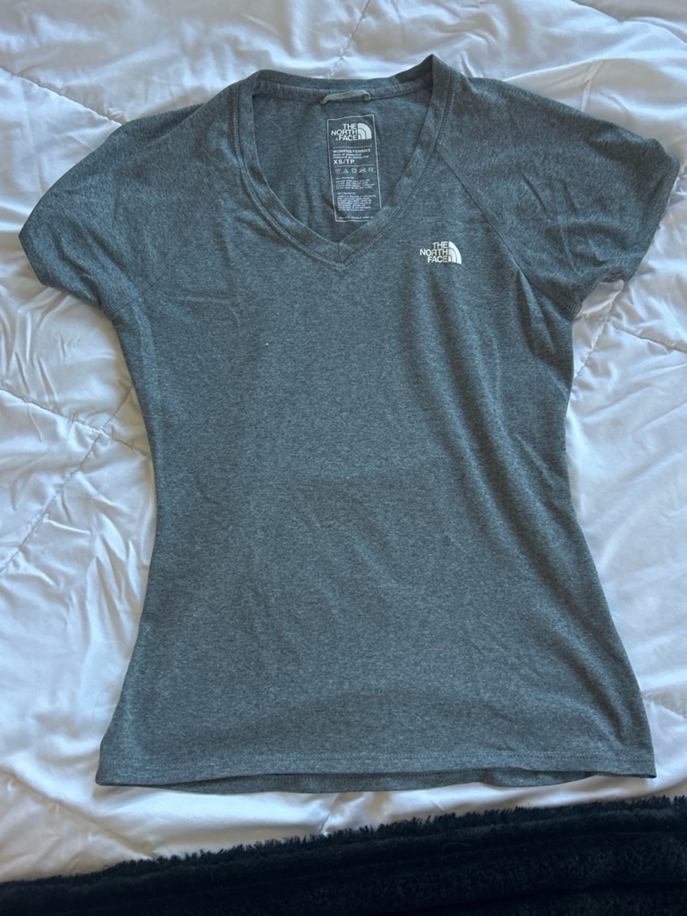 The North Face Women's Charcoal Gray V‑Neck Short Sleeve Tee